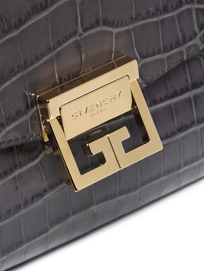 Shop Givenchy Gv3 Crocodile-effect Shoulder Bag In Grey