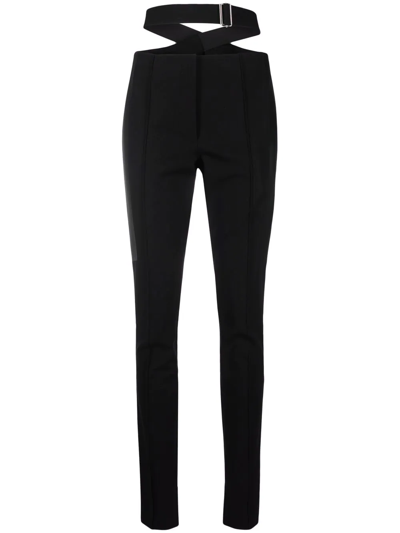 Shop Helmut Lang Panel Waist-strap Skinny Trousers In Black