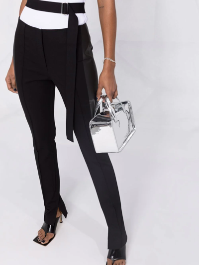 Shop Helmut Lang Panel Waist-strap Skinny Trousers In Black
