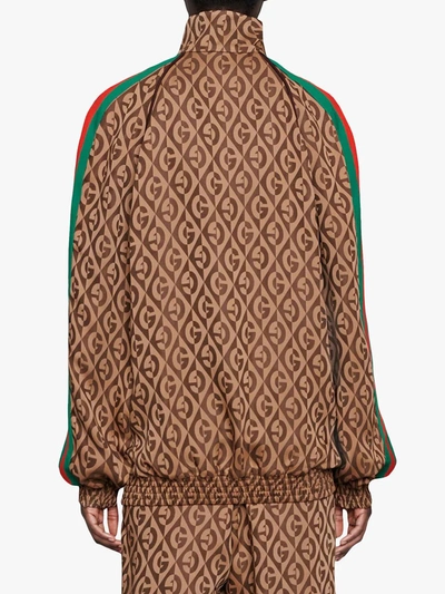 Shop Gucci Gg Print Bomber Jacket In Brown