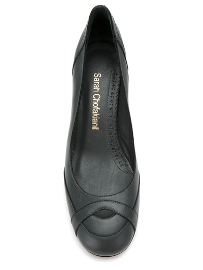 Sarah Chofakian Panelled Leather Pumps In Grey