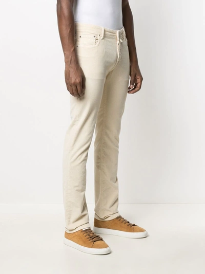 Shop Jacob Cohen Low-rise Straight Leg Trousers In Neutrals