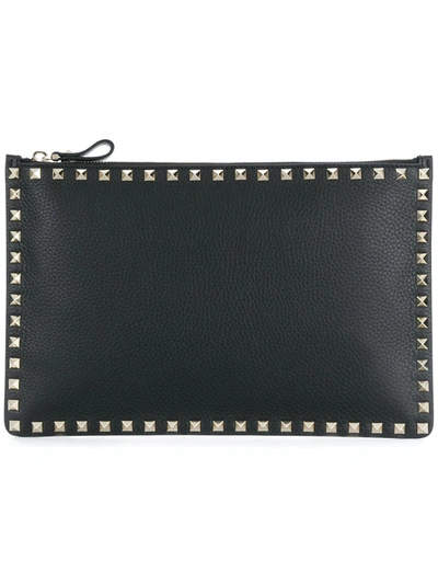 Valentino Garavani Rockstud-embellished Clutch Bag In Black ModeSens