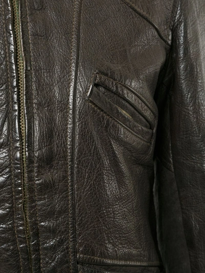Pre-owned Fake Alpha Vintage 1940s Good Design Leather Jacket In Brown