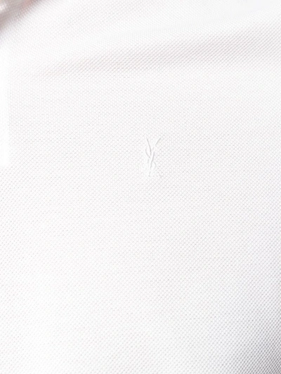 Shop Saint Laurent Embroidered Monogram Polo-shirt In White