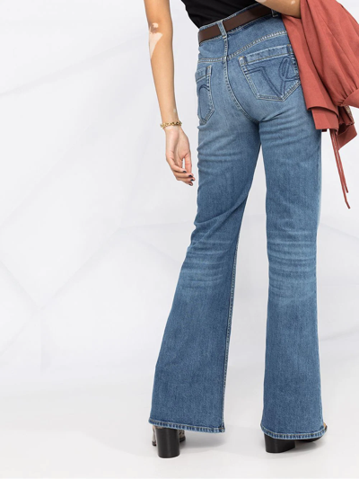 Shop Dorothee Schumacher Love High-rise Flared Jeans In Blue