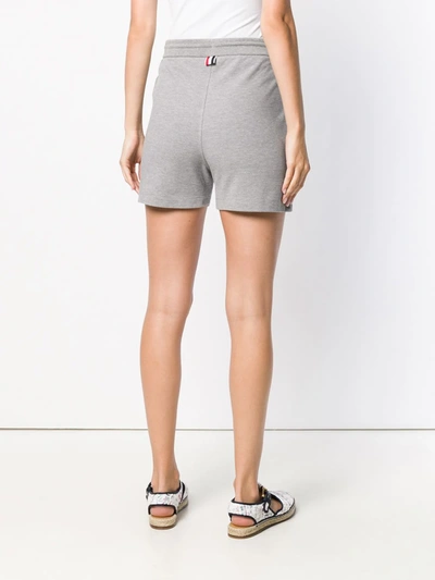 Shop Thom Browne Rwb Stripe Piqué Shorts In Grey