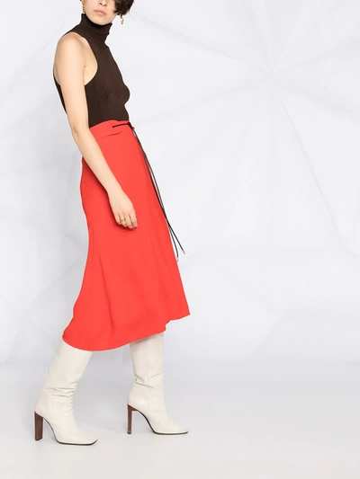 Shop Victoria Beckham Tied-waist A-line Skirt In Red