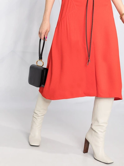 Shop Victoria Beckham Tied-waist A-line Skirt In Red