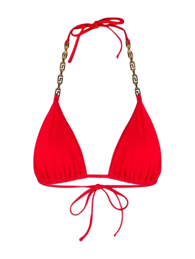 Shop Versace Tie-string Bikini Top In Red