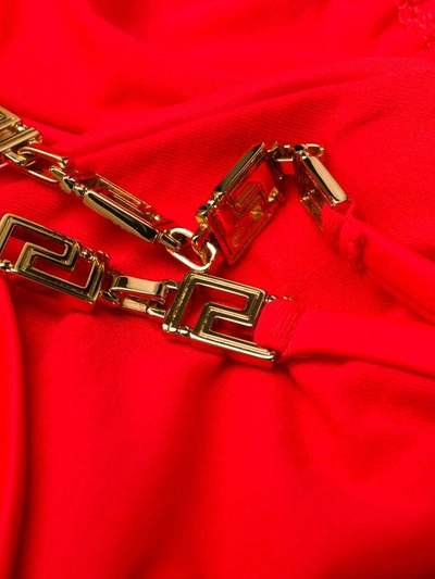Shop Versace Tie-string Bikini Top In Red