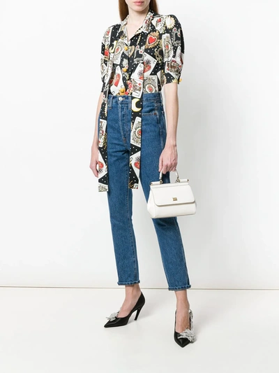 DOLCE & GABBANA シチリアハントハック BB6003A2Y84 8B134 Dolce & Gabbana Small Sicily Leather Top Handle Bag In White