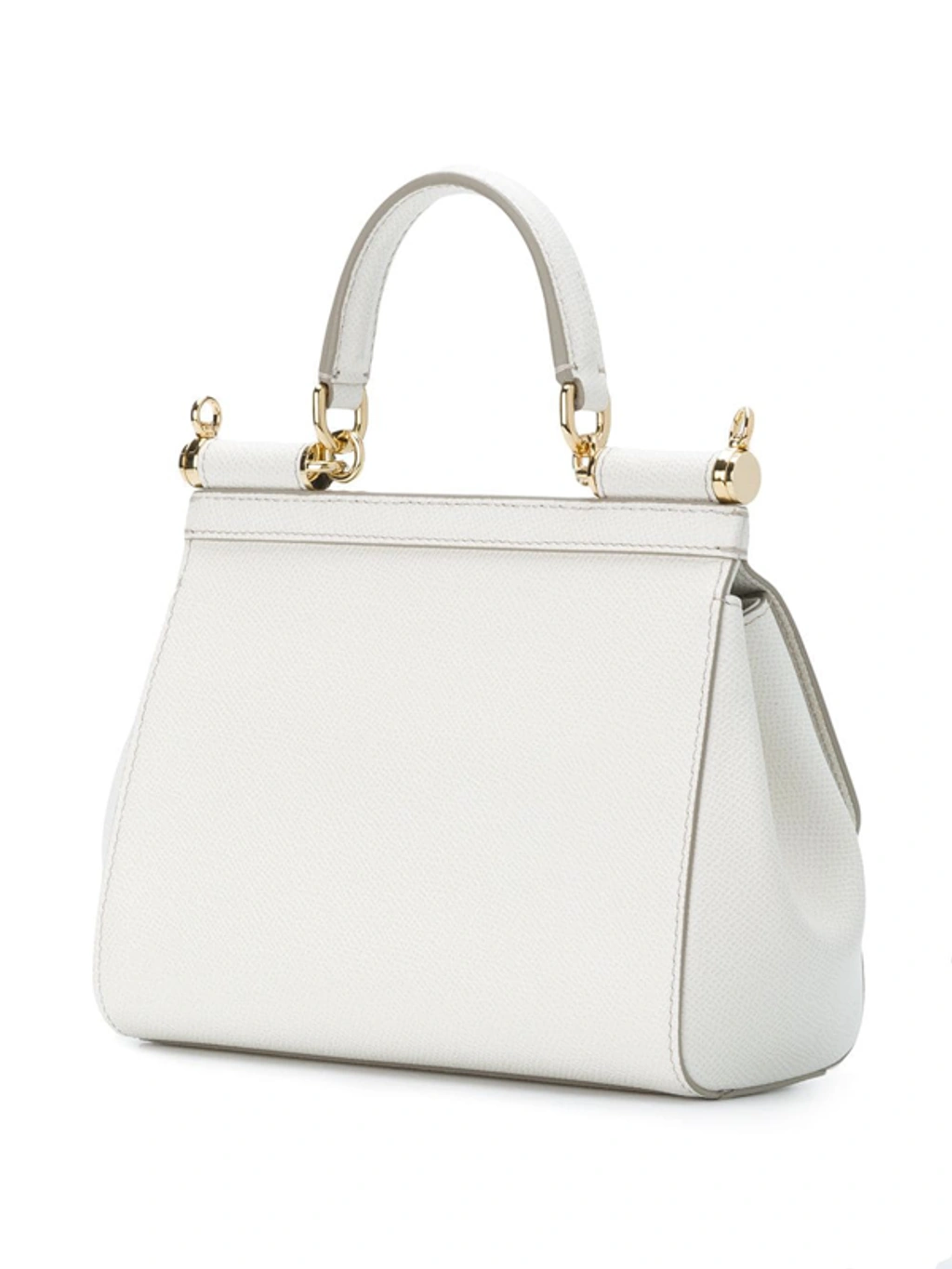 Dolce & Gabbana Small Sicily Leather Top Handle Bag In White