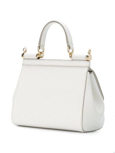 正規店買付【DOLCE & GABBANA】ホワイト レザー バッグ Dolce & Gabbana Small Sicily Leather Top Handle Bag In White