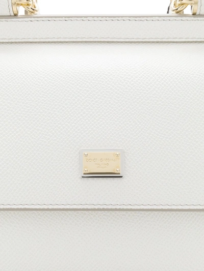Dolce & Gabbana Small Sicily Leather Top Handle Bag In White