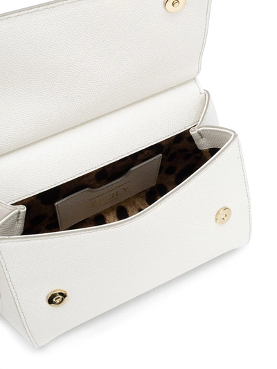 Dolce & Gabbana Small Sicily Leather Top Handle Bag In White