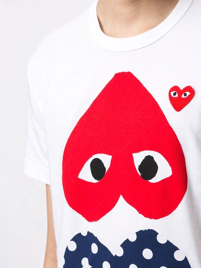 Shop Comme Des Garçons Play Heart Print Crew Neck T-shirt In White