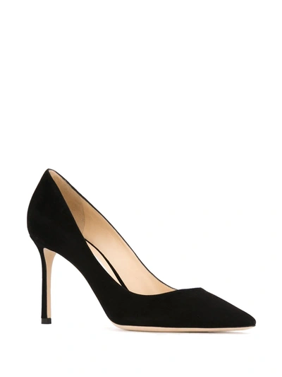 Jimmy Choo Romy 85 Spitze Pumps Aus Schwarzem Leder Mit Eidechsen-print In Black