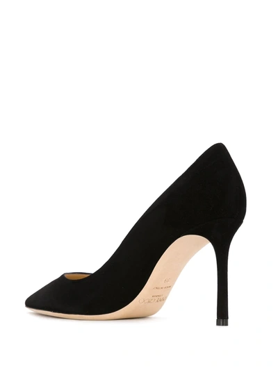 Jimmy Choo Romy 85 Spitze Pumps Aus Schwarzem Leder Mit Eidechsen-print In Black