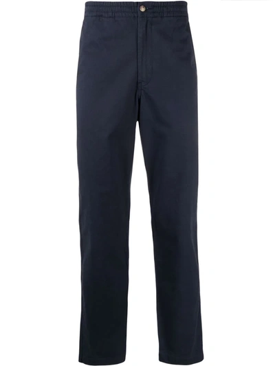 Polo Ralph Lauren Trousers Featuring Elastic Waistband And Button Detail In Blau