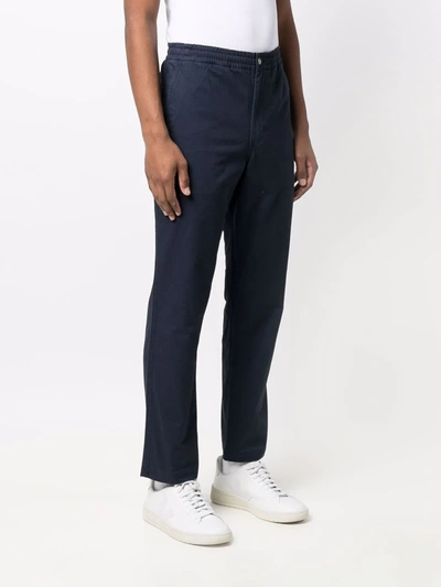 Polo Ralph Lauren Trousers Featuring Elastic Waistband And Button Detail In Blau