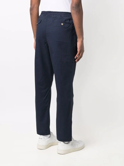 Polo Ralph Lauren Trousers Featuring Elastic Waistband And Button Detail In Blau
