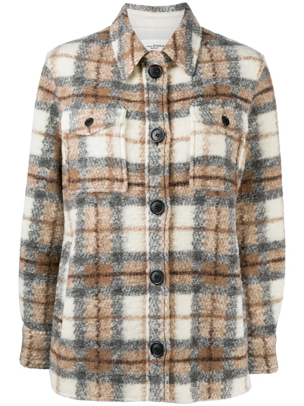 MARANT plaid-check button-up shirt - Neutrals