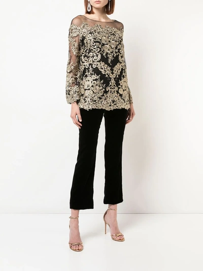 Shop Marchesa Cropped Flared Trousers In Black