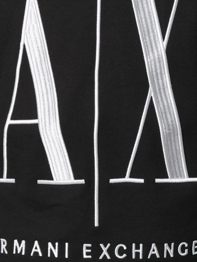 Shop Armani Exchange Embroidered Logo Cotton Sweatshirt In Black