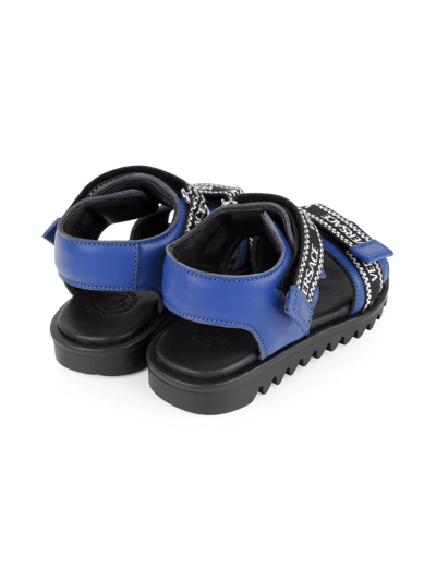 Shop Versace Logo-tape Touch-strap Sandals In Blue