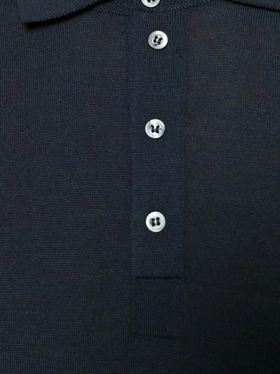 Drumohr Long Sleeve Navy Blue Jersey Polo Shirt In Blue
