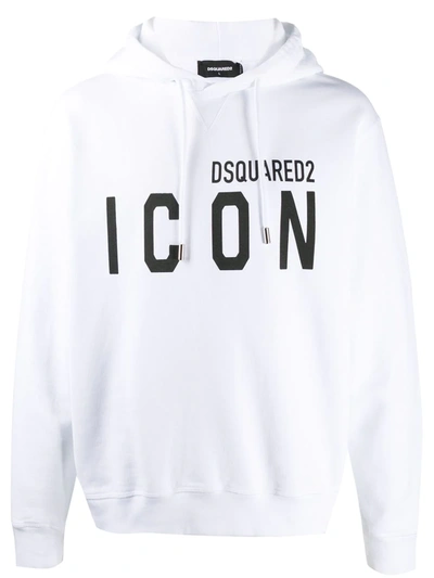 Shop Dsquared2 Icon Print Hooded Sweatshirt In White
