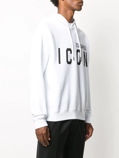 Shop Dsquared2 Icon Print Hooded Sweatshirt In White