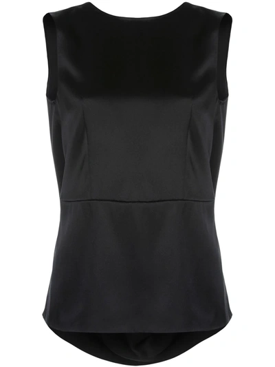 Shop Adam Lippes Cowl-back Draped Silk Top In Black