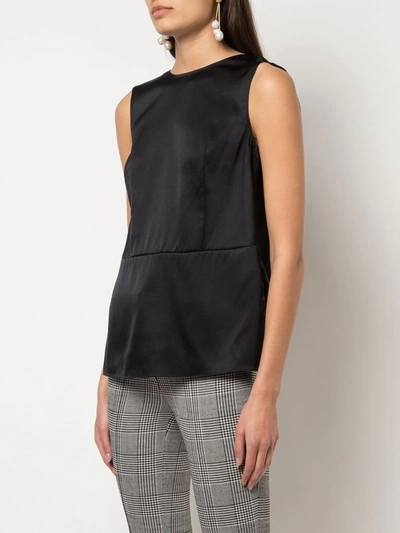 Shop Adam Lippes Cowl-back Draped Silk Top In Black