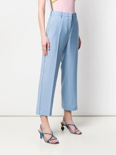 Shop N°21 Tailored Sequin Trimmed Trousers In Blue