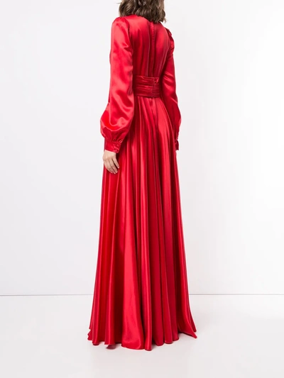 Dolce & Gabbana Draped Silk Evening Gown In Red