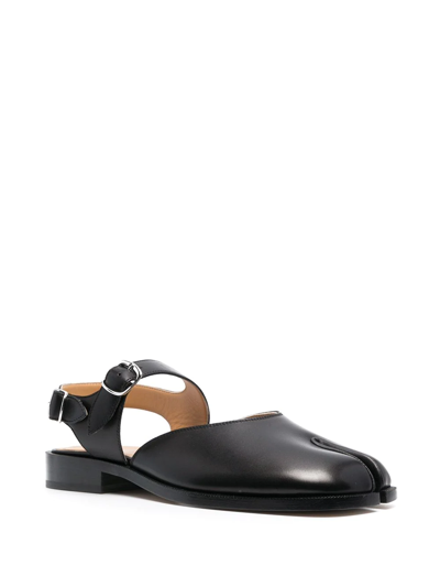 Shop Maison Margiela Tabi Leather Sandals In Black