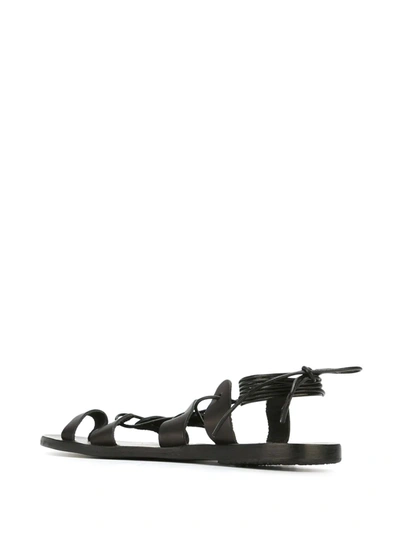 Ancient Greek Sandals Alcyone Lace-up Metallic Leather Sandals In Black