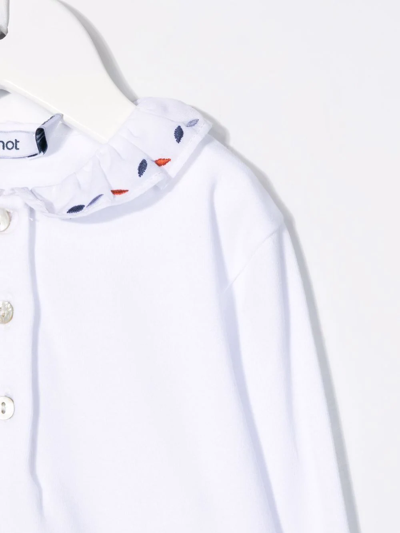 Shop Knot Embroidered Leaf Polo Top In White