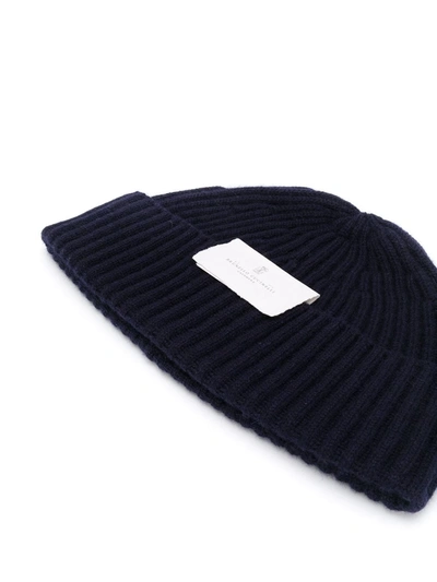 Brunello Cucinelli Ribbed Knitted Hat In Blue