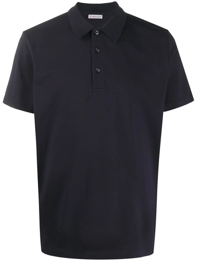 Shop Moncler Straight Fit Polo Shirt In Blue