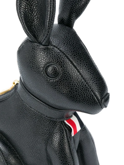 Shop Thom Browne Small Rabbit Pebbled Leather Shoulder Bag In 001 Black