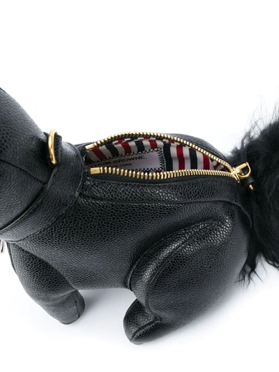 Shop Thom Browne Small Rabbit Pebbled Leather Shoulder Bag In 001 Black