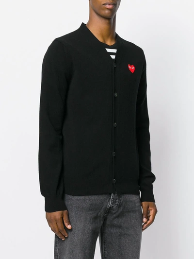 Shop Comme Des Garçons Play Embroidered Heart Cardigan In Black