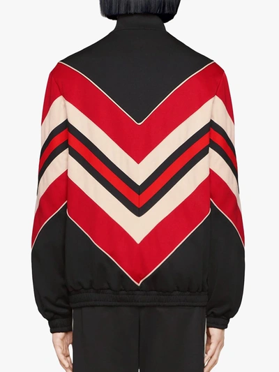 Shop Gucci Chevron-pattern Bomber Jacket In Black ,red