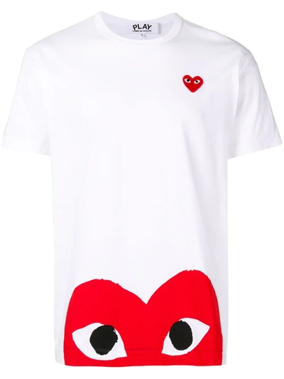 Comme Des Garçons Play Comme Des Garcons Play White And Red Half Heart T- shirt | ModeSens