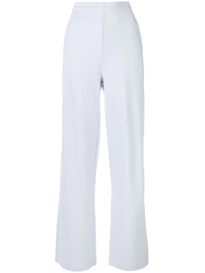 Shop Moncler Casual Wide Leg Trousers In Blue