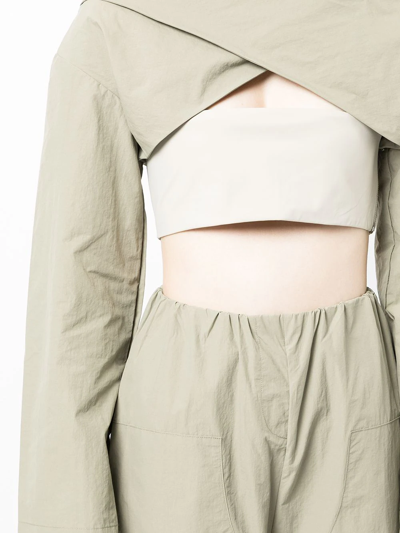 Shop Paris Georgia Twist Cropped Blouse In Green