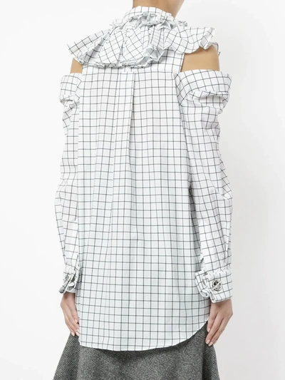 Shop Monse Square Print Ruffled Blouse In White